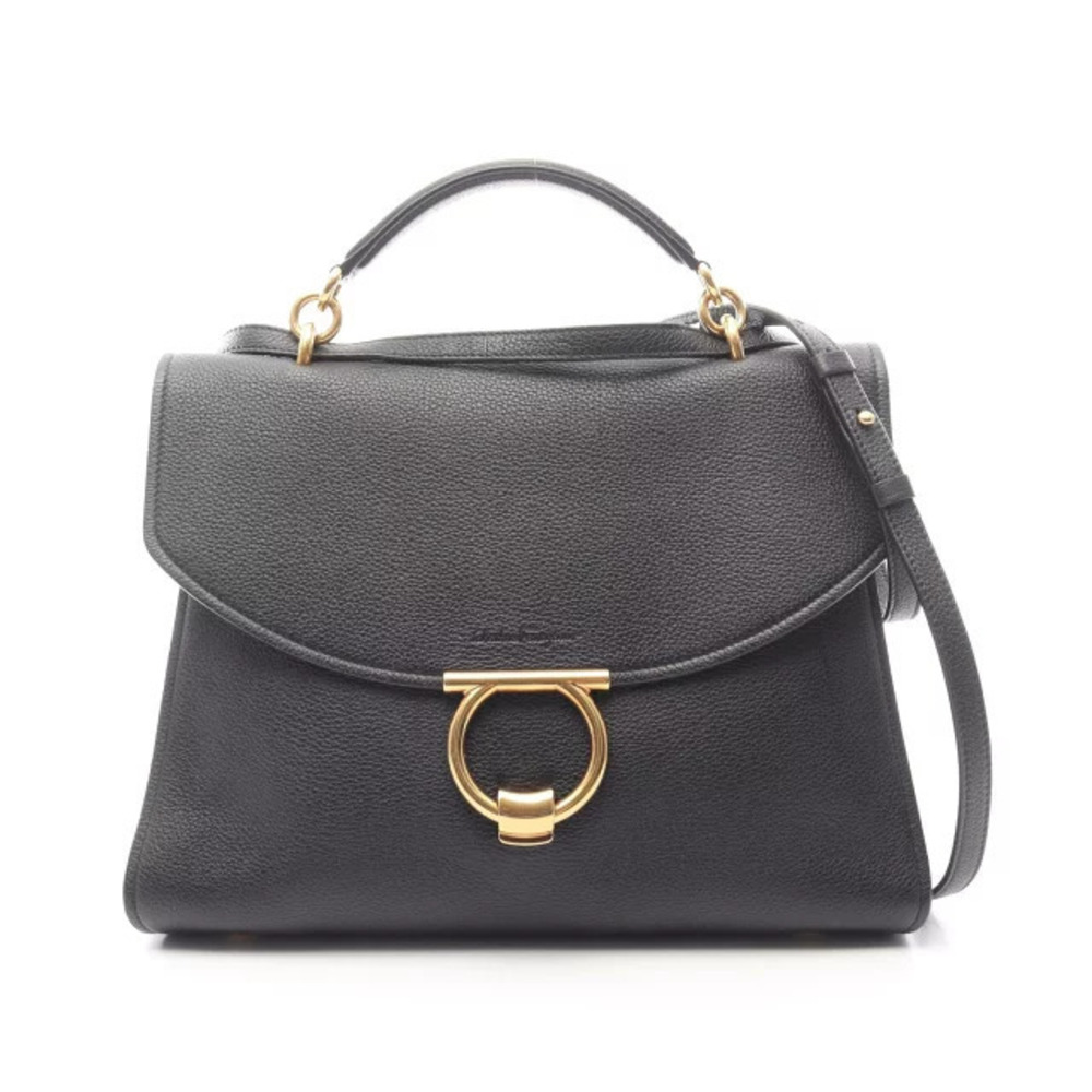 Salvatore Ferragamo Margot Gancini handbag leather black